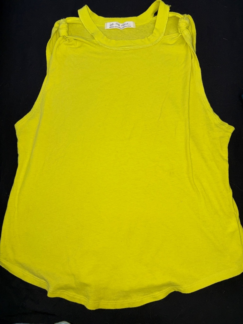 We The Free Bright Neon Yellow Tank Top knot sleeves